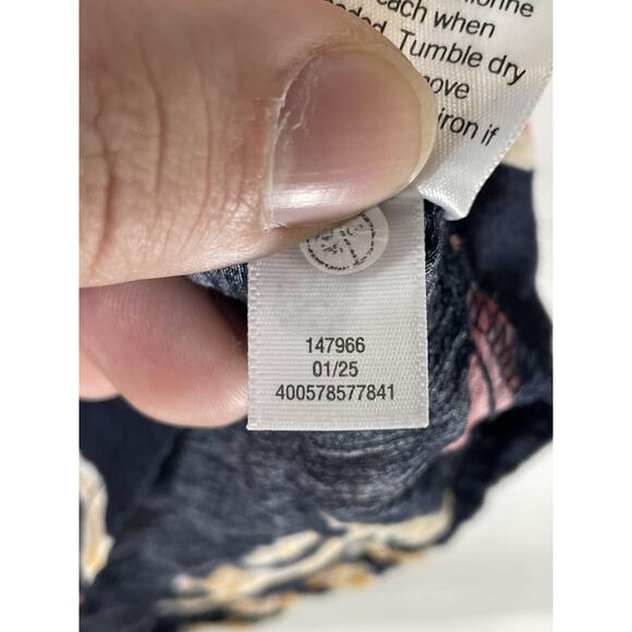 Croft & Barrow Blouse Womens Small Navy Leaf Print Button Front 3/4 Sleeve - Picture 9 of 10